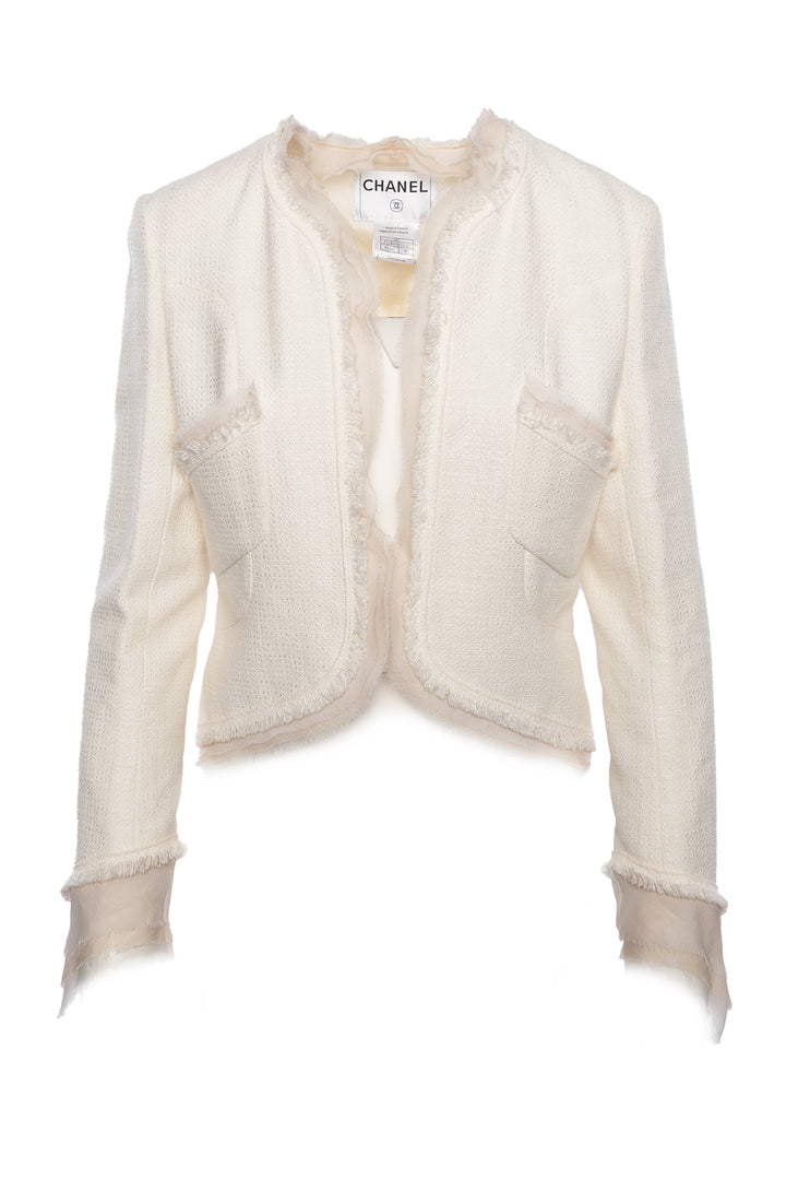 Chanel Size 40 2004 Silk Trim Tweed Jacket