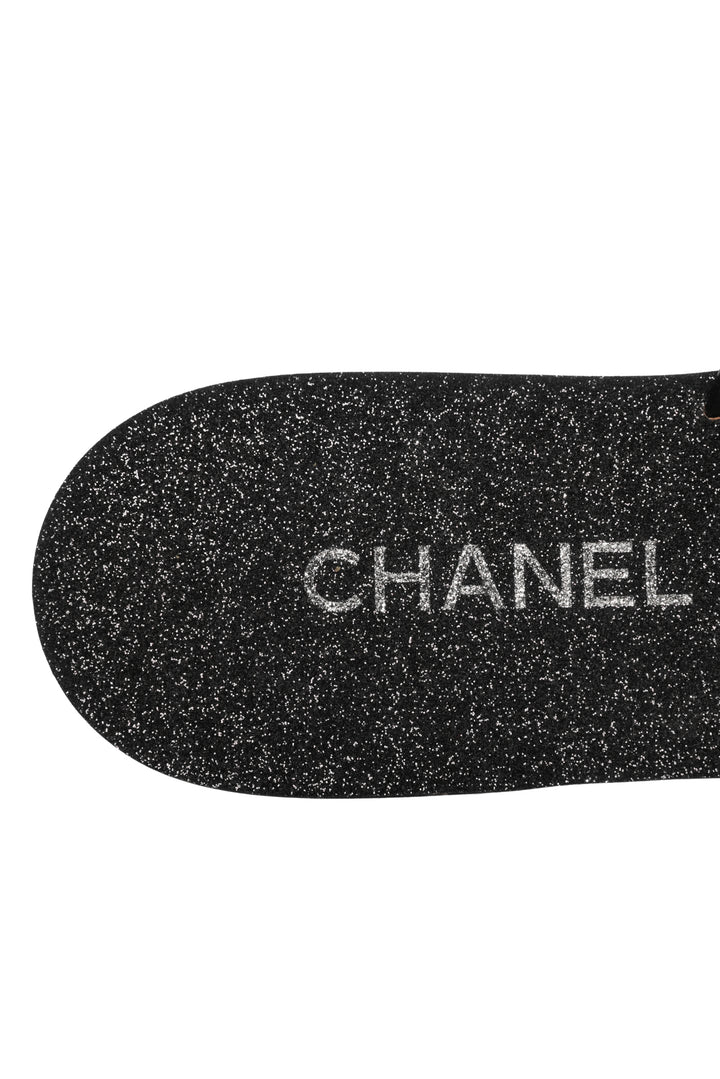 Chanel Size 37 Glitter Braided Chain Sandals