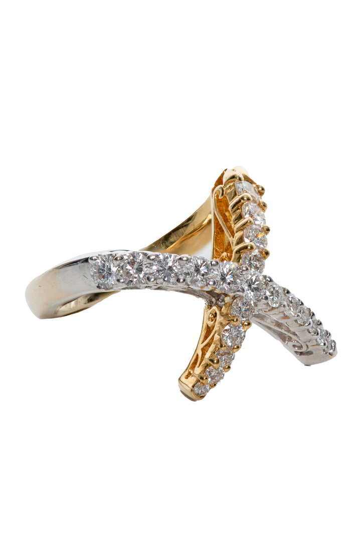 White/Yellow Gold & Diamond Size 8 Ring