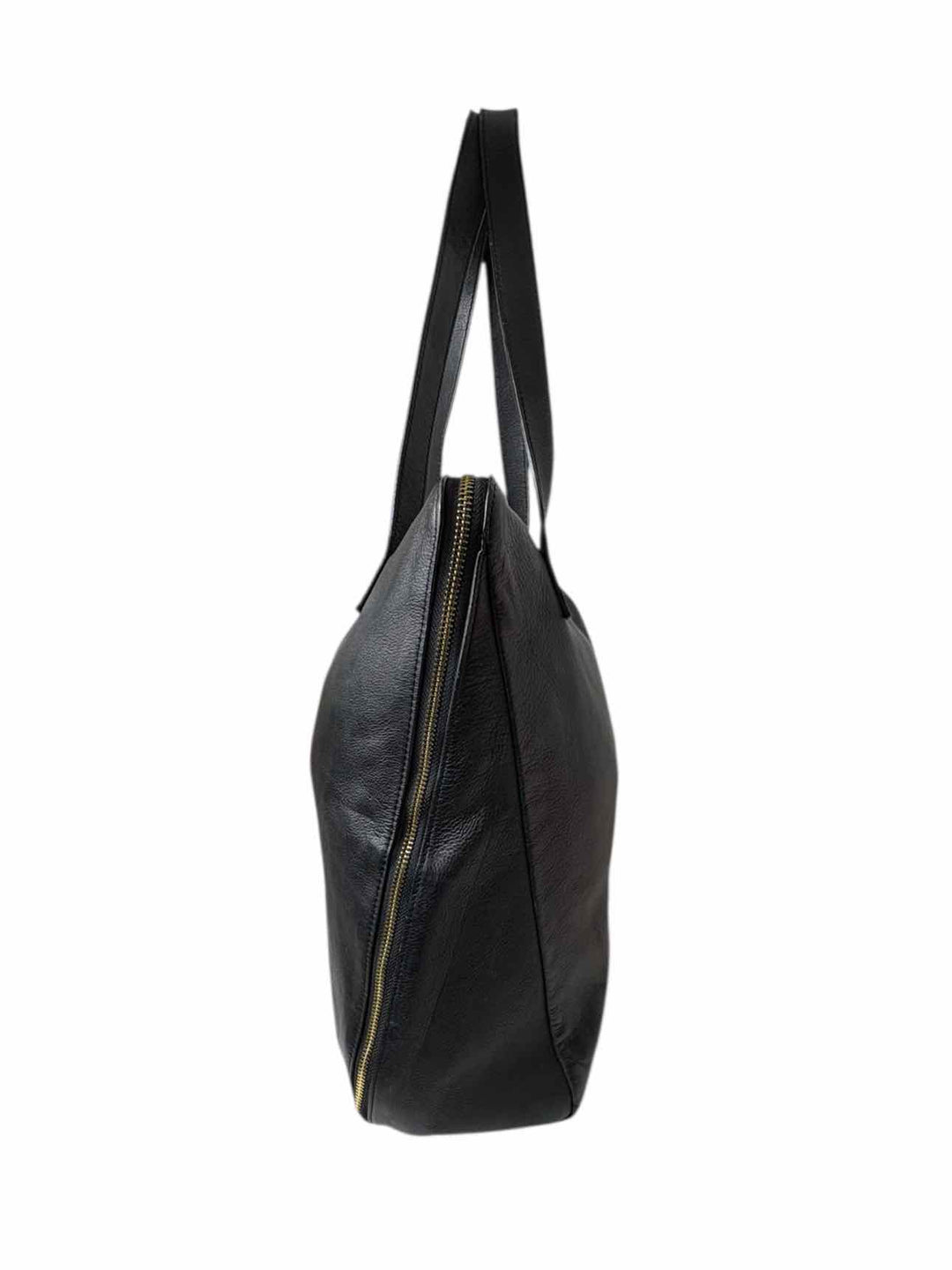 Max & Co Black Leather Gold Tone Zipper Tote Purse