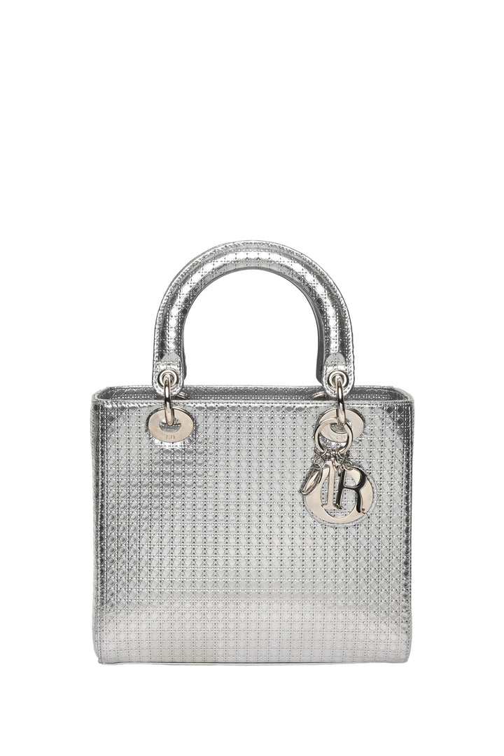 Dior 2015 Metallic Patent Micro-Cannage Medium Lady Dior Bag