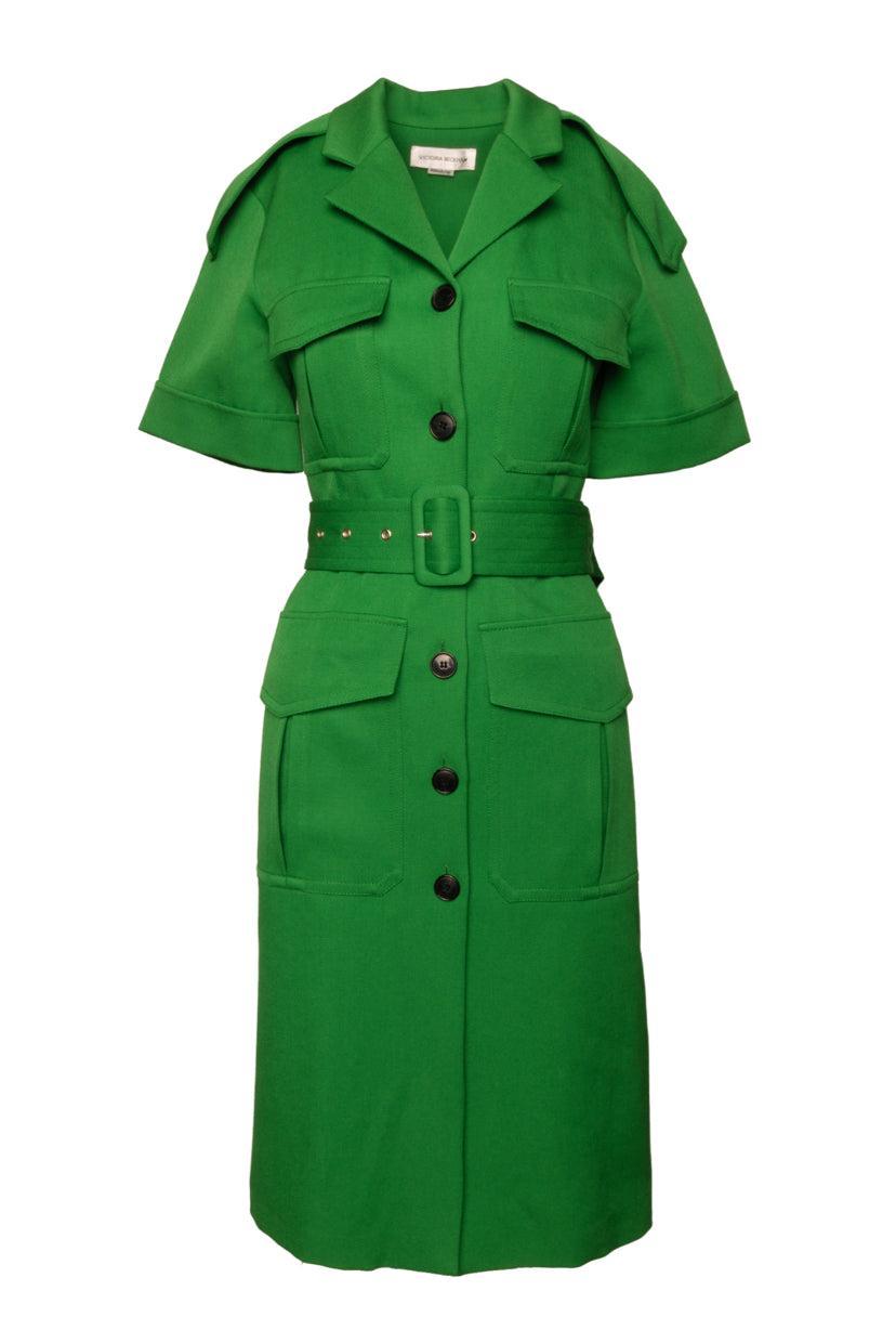 Victoria Beckham Size 38 Belted Wool Dress