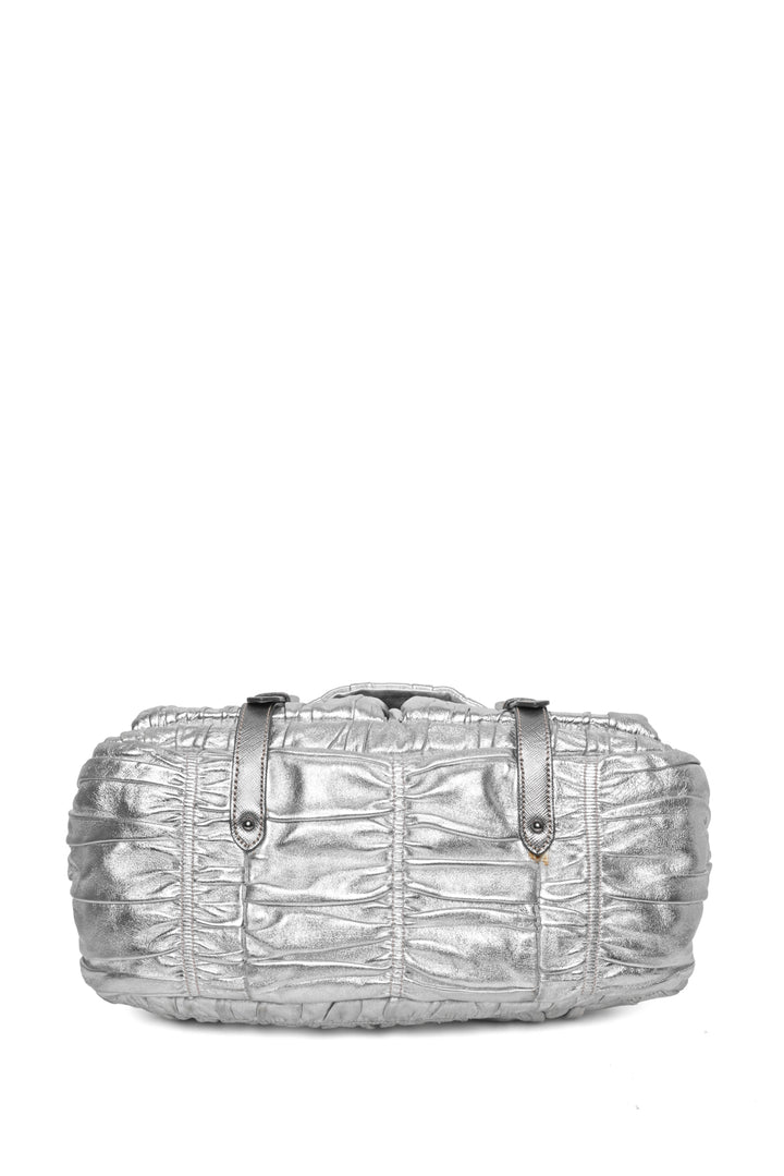 Prada Metallic Nappa Gaufre Leather Messenger Shoulder Bag