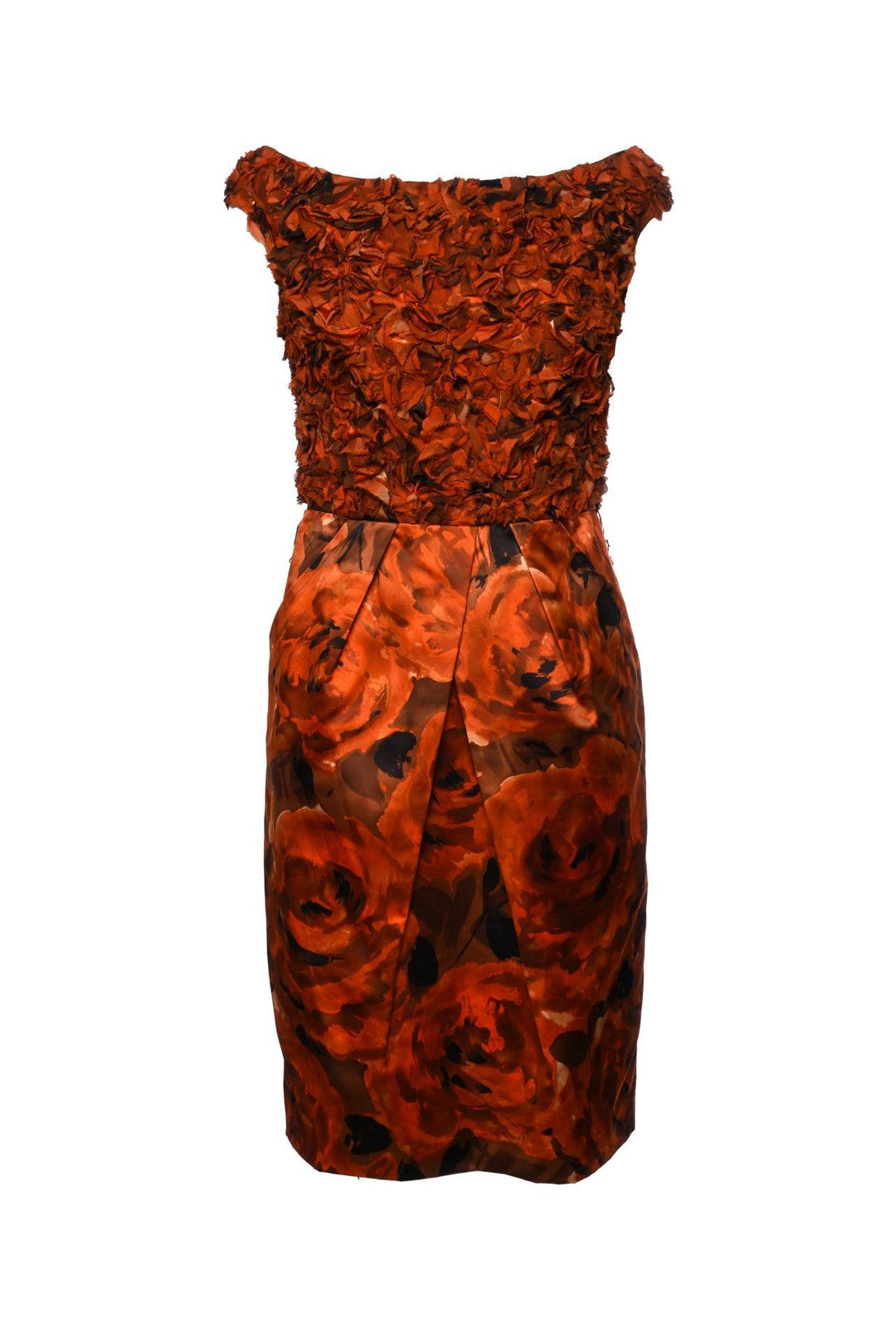 St. John Size 2 Off the Shoulder Floral Midi Dress
