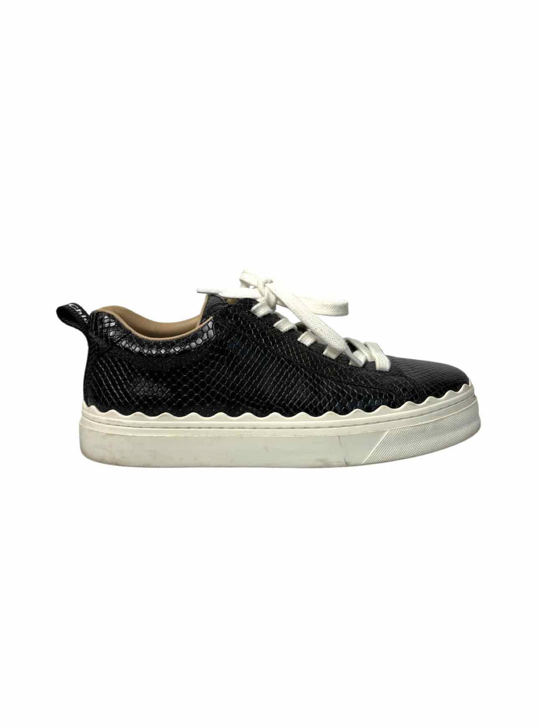 Chloe Size 37 Lauren Low-top Python-embossed Leathe Sneaker