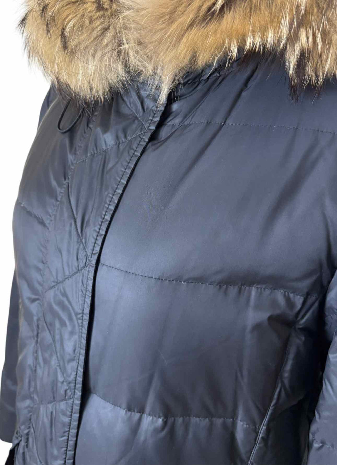 Burberry London Size 46 Quilted Poly Fur Trimmed Coat