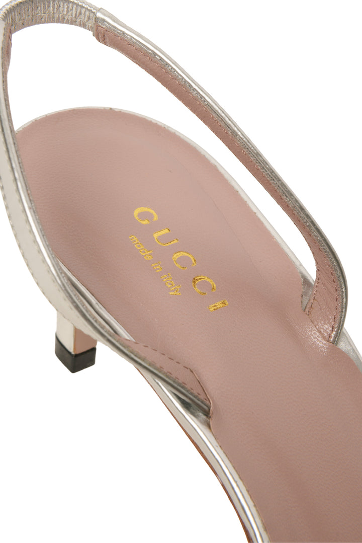Gucci Size 37.5 Patent Leather Coline Studded Slingback Pumps