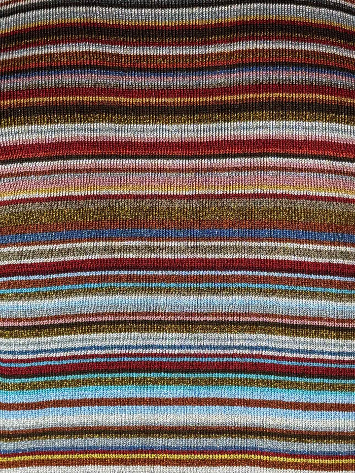 Paul Smith Size L/XL Metallic Stripe Knit Top & Midi Skirt Set