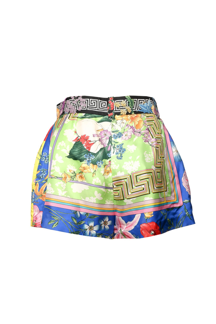 Versace Size 4 Floral Silk High Waisted Shorts