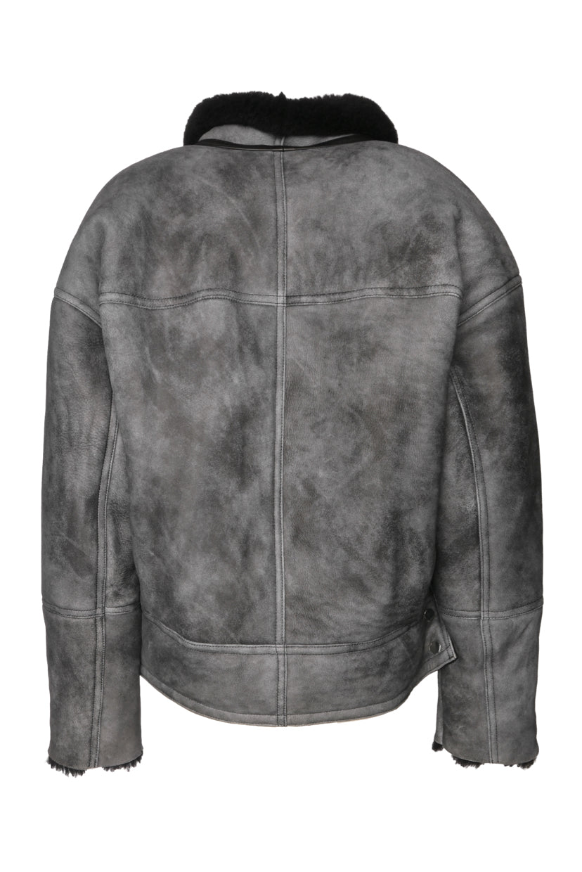 Sandro Size 36 Distressed Sheep Shearling Jacket