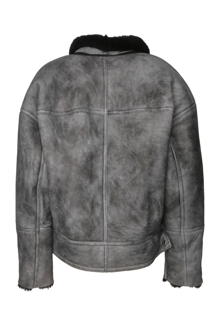 Sandro Size 36 Distressed Sheep Shearling Jacket