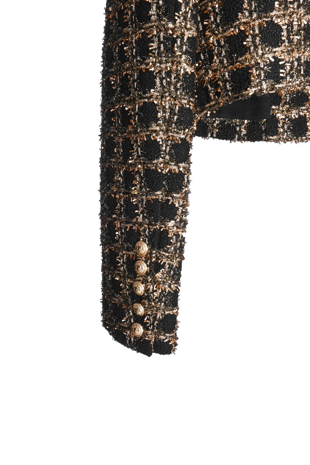 Balmain Size 40 Cropped Tweed Metallic Jacket