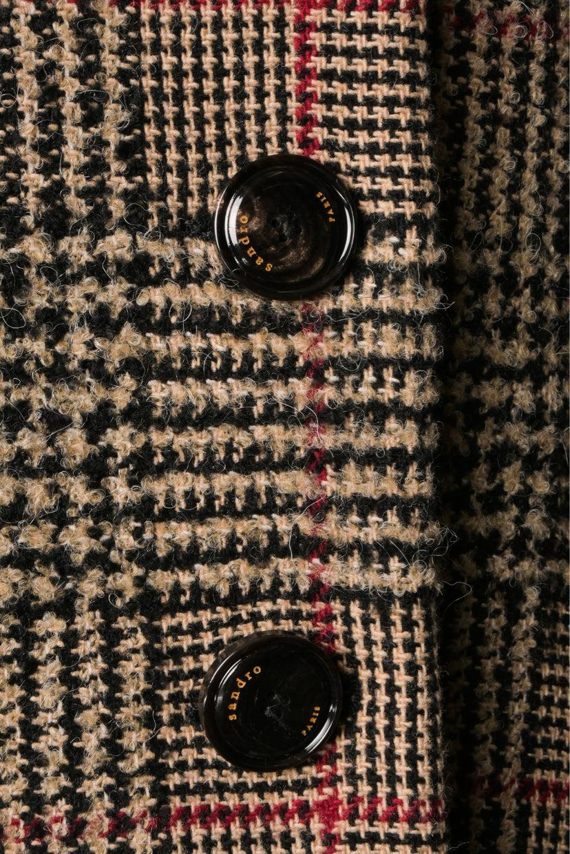 Sandro Size 40 Houndstooth Tweed Coat