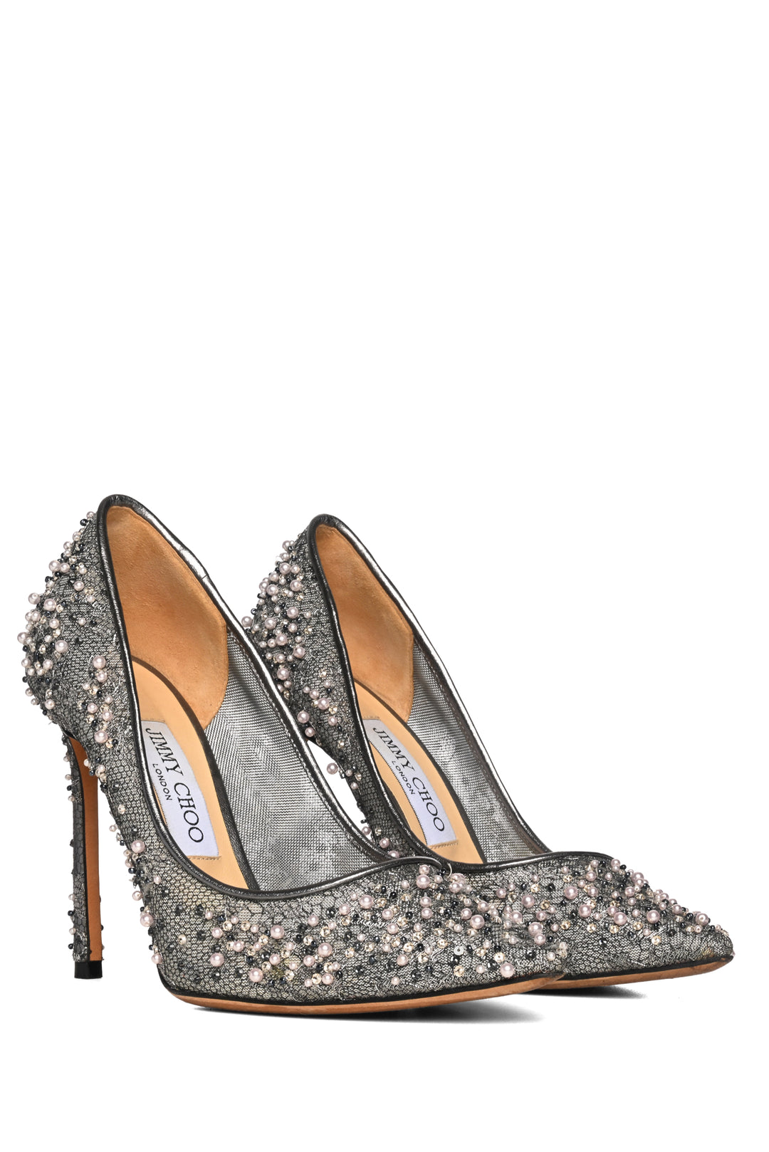Jimmy Choo Size 36.5 Beaded Mesh Pumps