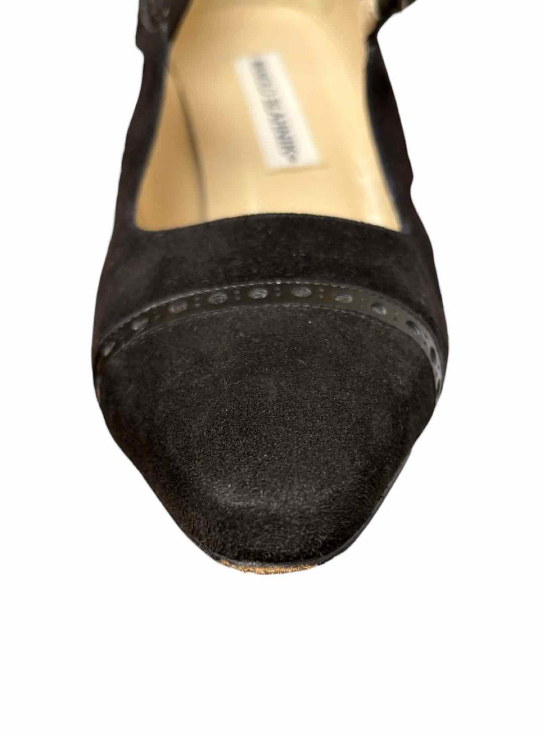 Manolo Blahnik Size 38 Suede & Leather Trim Pumps