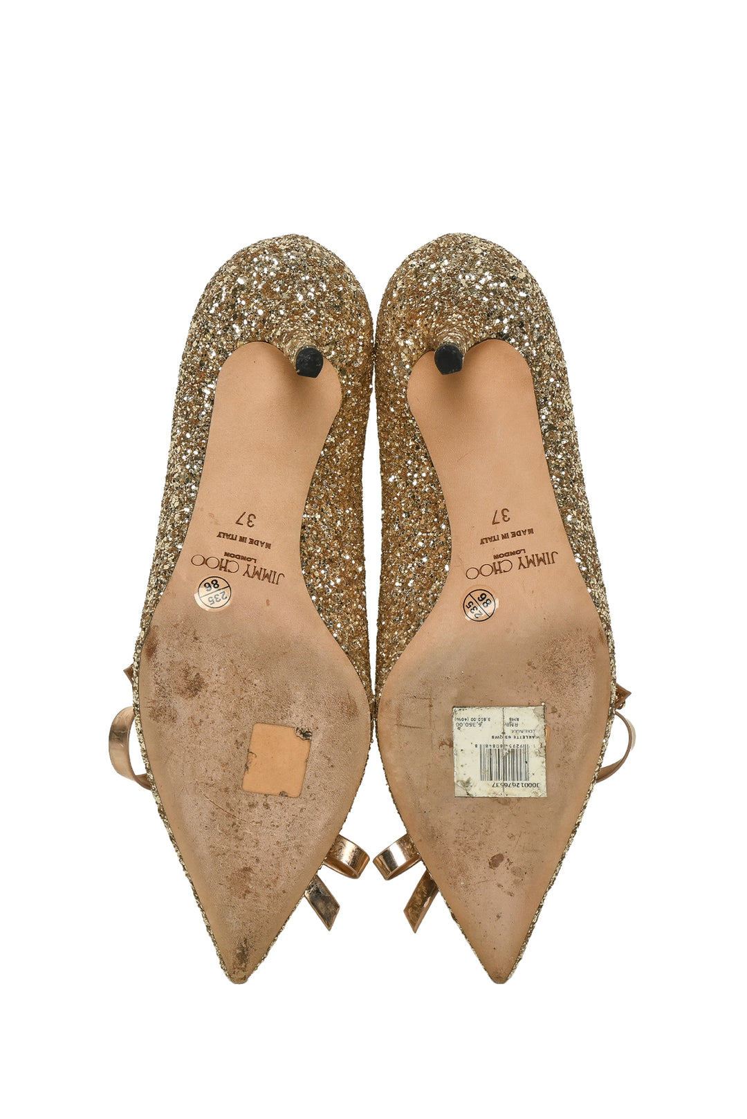Jimmy Choo Size 37 Glitter Bow Pumps
