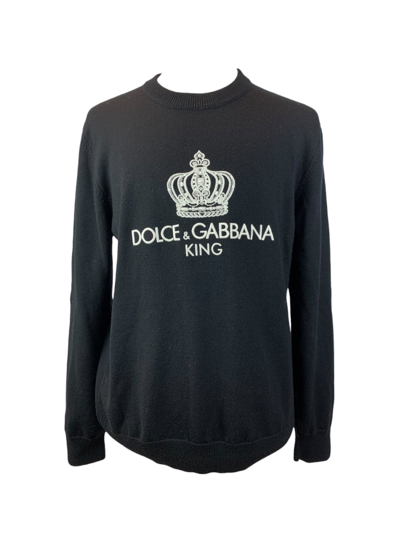 Dolce & Gabbana Size 42 Men's King Logo Wool Sweater