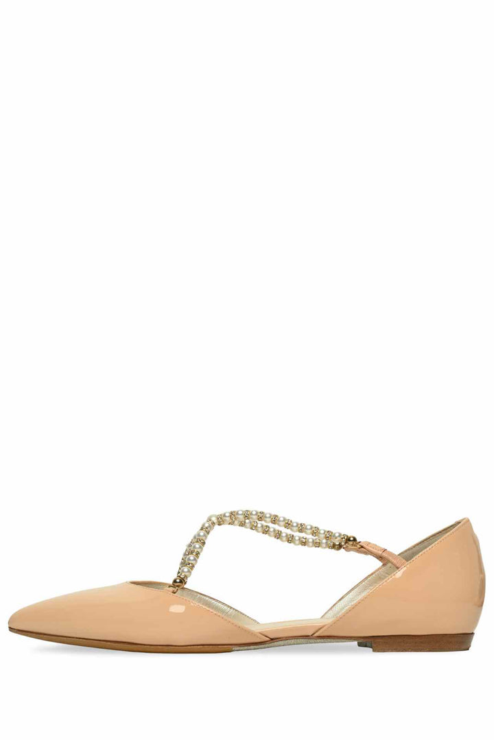 Rene Caovilla Size 35 Faux Pearl Crossover Strap Pointed Toe Flats