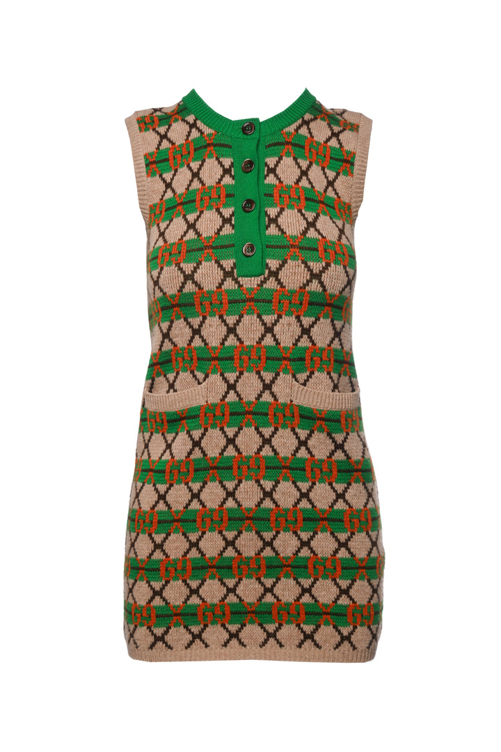 Gucci Size XXS/XS (Youth 10) GG Jacquard Wool Mini Dress