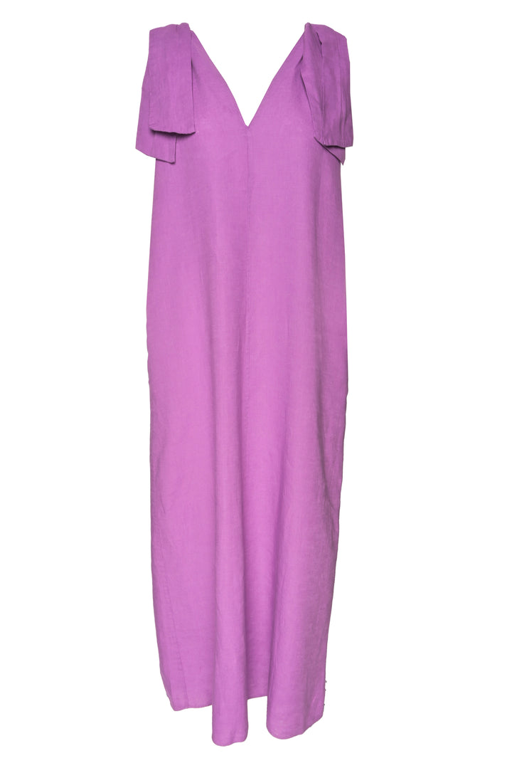 Adriana Degreas Size M Bow-Detail Open Back Linen Maxi Dress