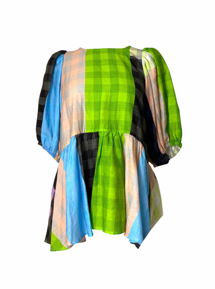 Stine Goya Size M Liw Checked Jacquard Peplum Tops
