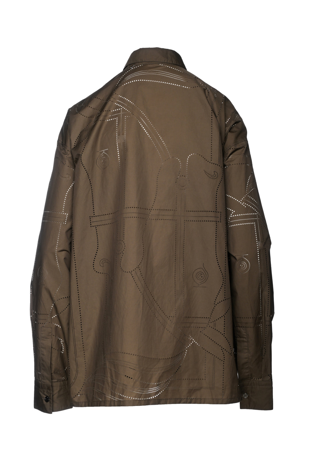 Hermes Size L Men's 'Quadrige Twill De Soie' Print Boxy Fit Shirt Long Sleeve