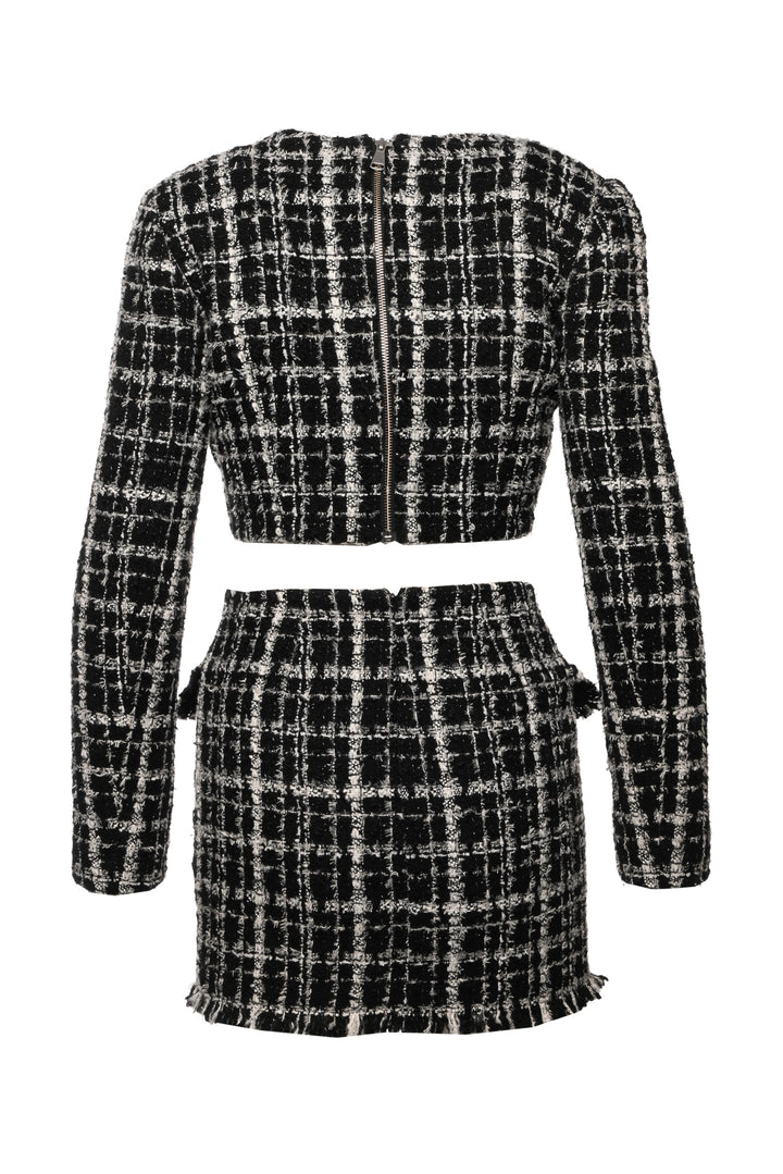 Ronny Kobo Size XS/S Tweed Embellished Top & Mini Skirt Set