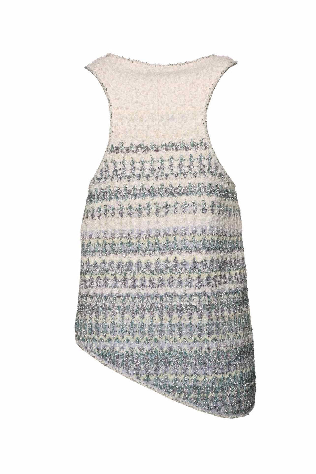 Chanel Size 40 Spring 2018 Waterfall Asymmetrical Metallic Tweed Tank Top