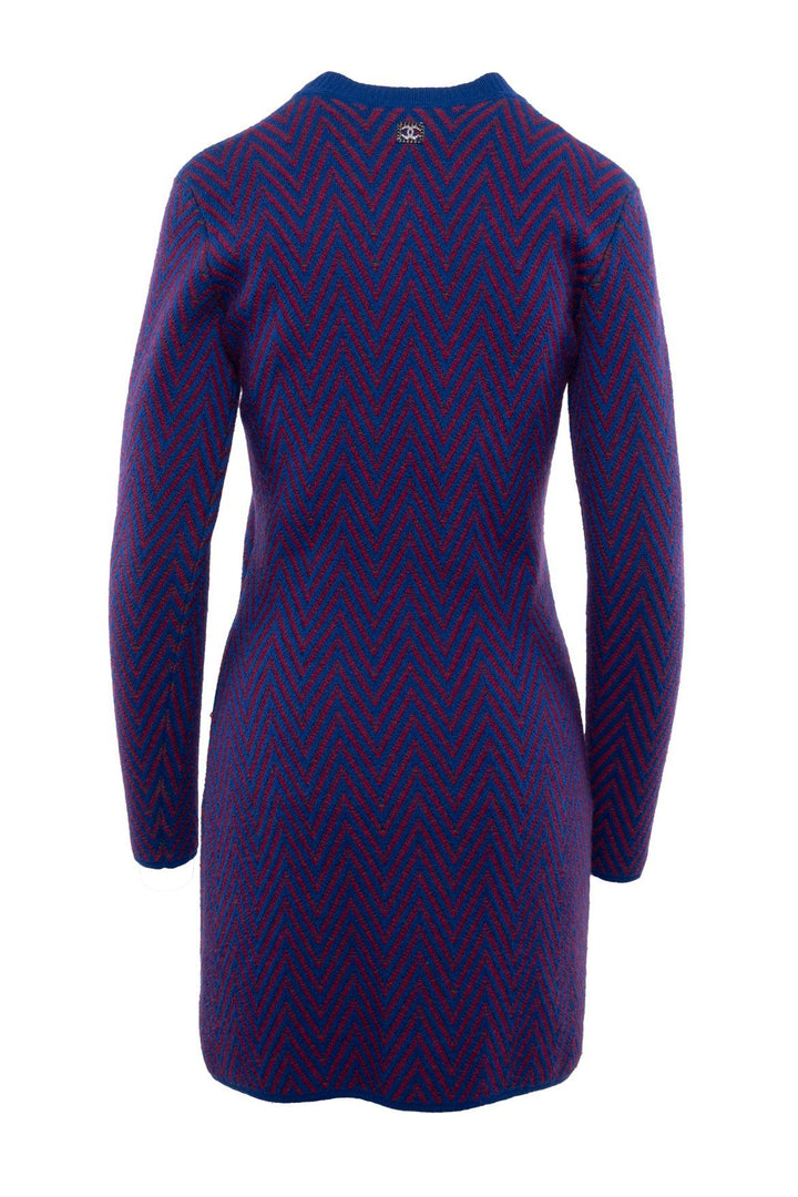 Chanel Size 36 Chevron Print Knit Cashmere Mini Dress