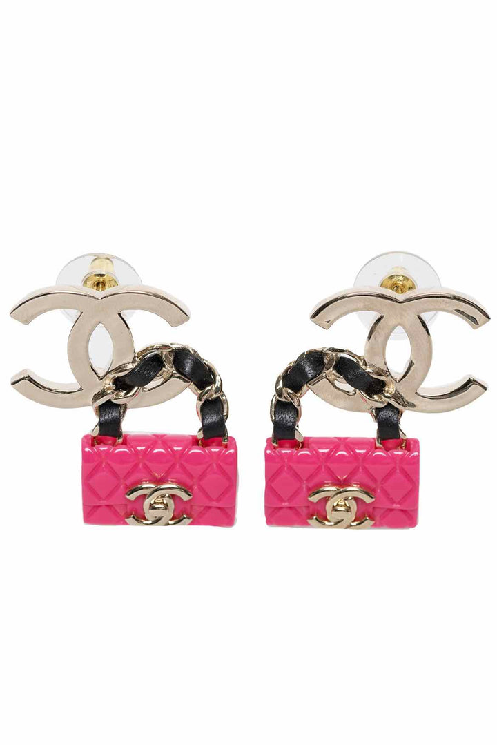 Chanel Size OS 2023 Calfskin Metal Resin CC Quilted Flap Earrings