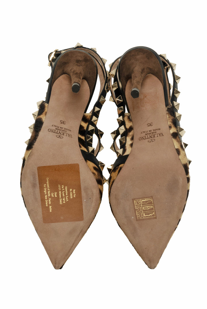 Valentino Size 35 Rockstud Pony-Effect Calfskin Pumps