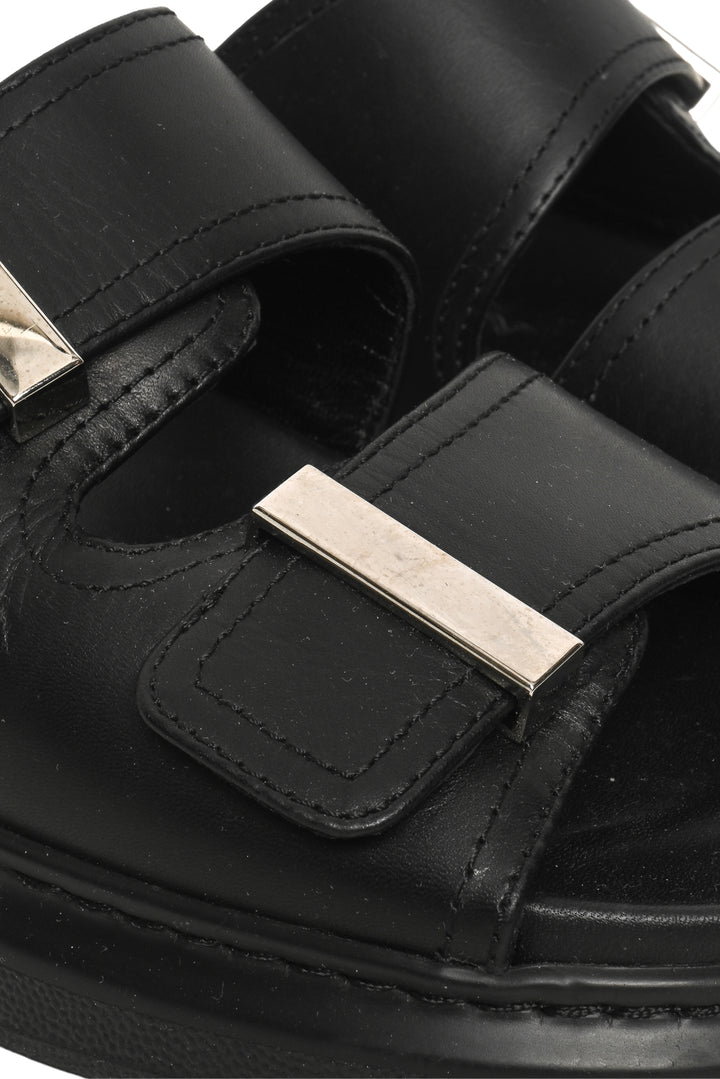 Alexander Mcqueen Size 36 Double Band Leather Slides