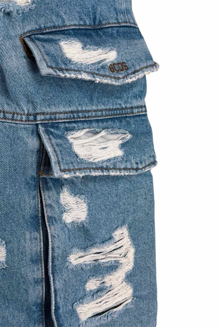 GCDS Size 31 Distressed Wide Leg Jeans