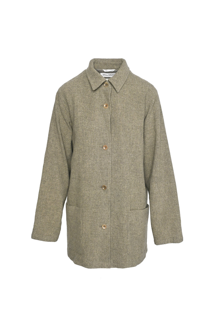 Max Mara Size 12 Vintage Wool-Blend Button-Up Jacket
