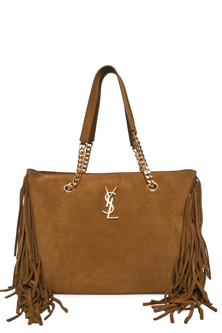 Saint Laurent 2016 Suede Monogram Fringe Large Shopping Tote