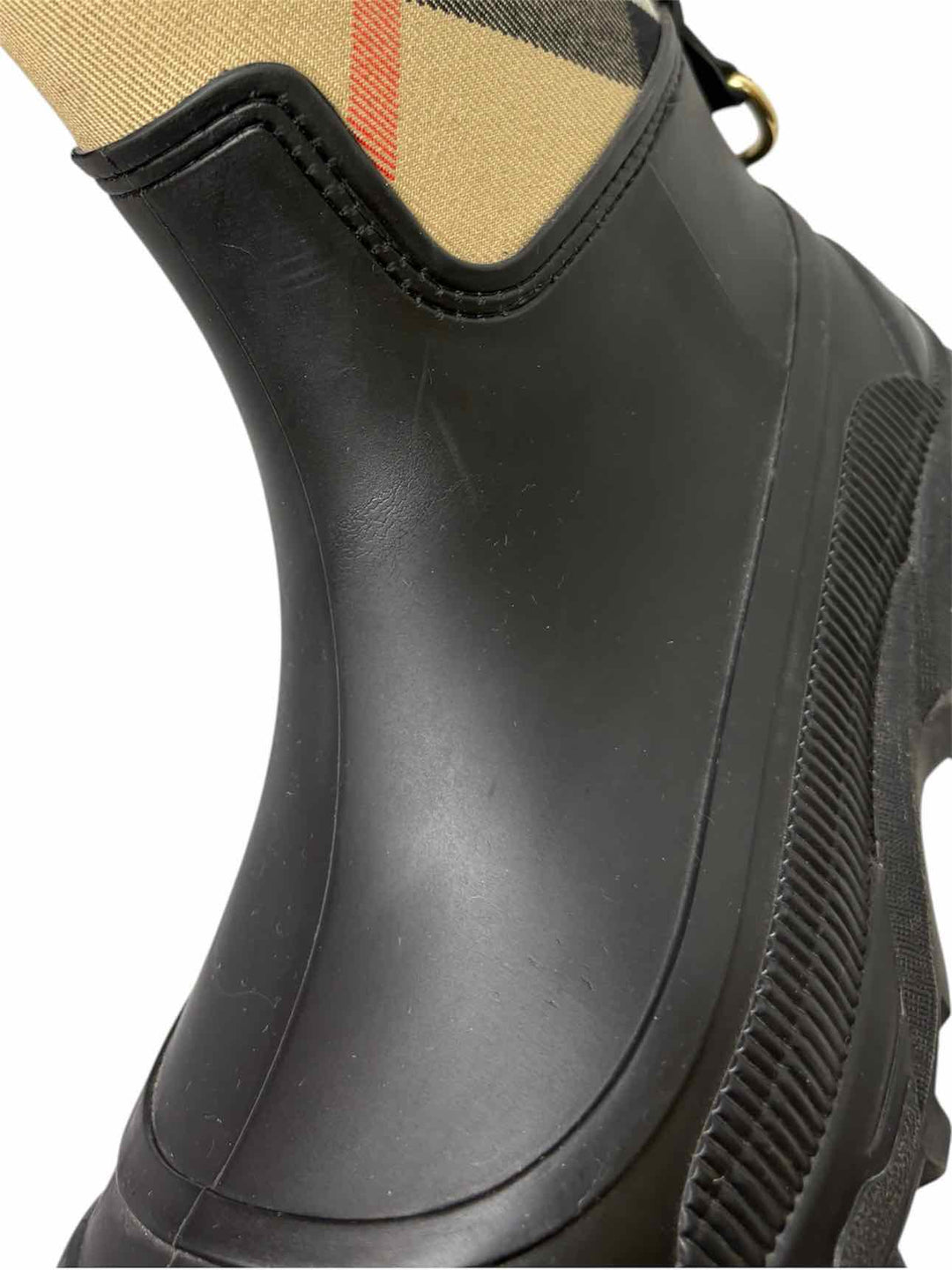 Burberry Size 37 House Check Tall Rubber Boots