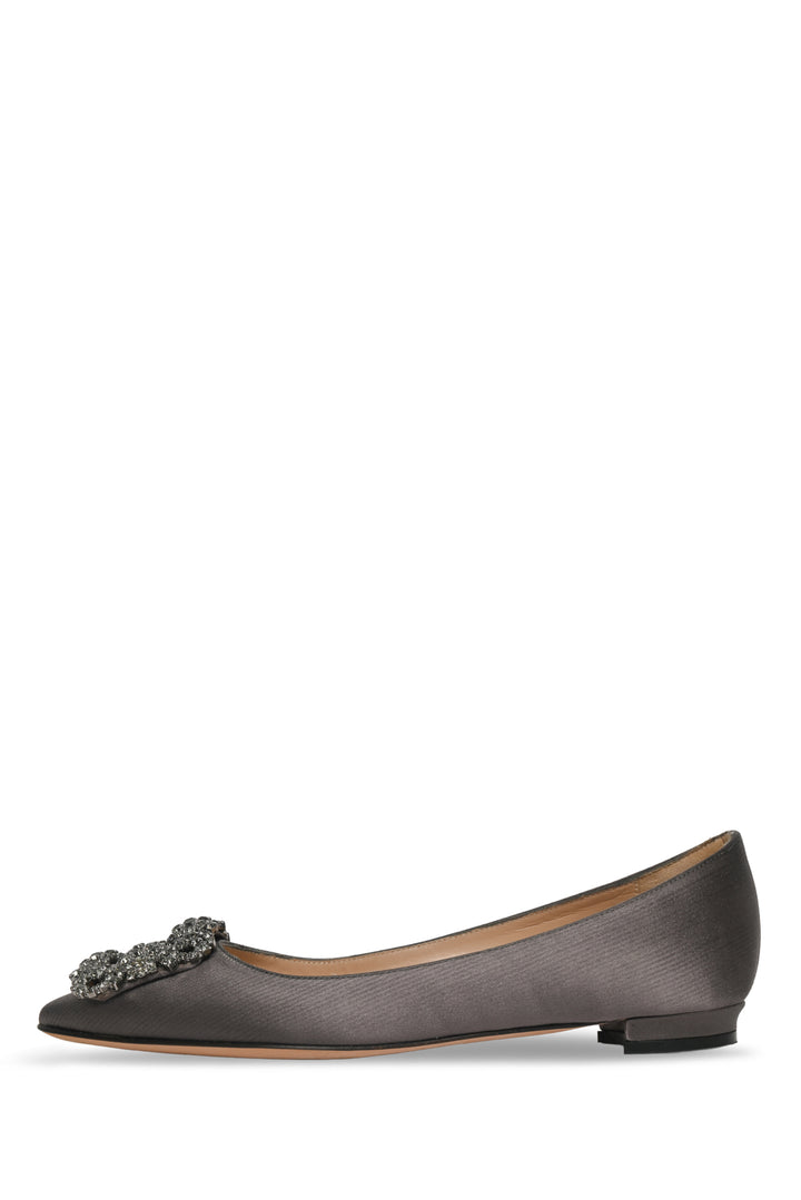 Manolo Blahnik Size 34.5 Hangisi Crystal Buckle Flats