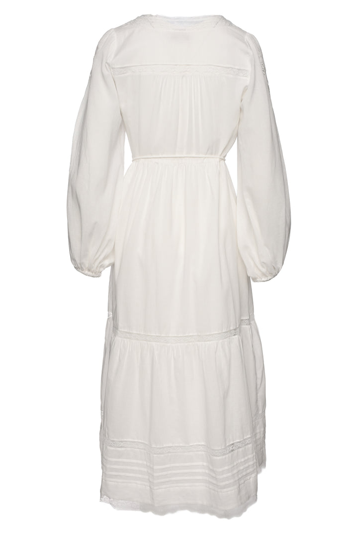 Caroline Constas Size XS Lace-Trimmed Embroidered Square Neck Cotton Midi Dress