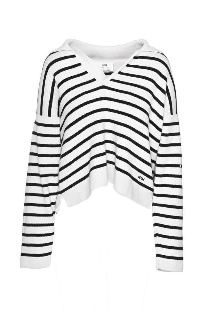 Ami Size S Striped Sailor Polo Sweater