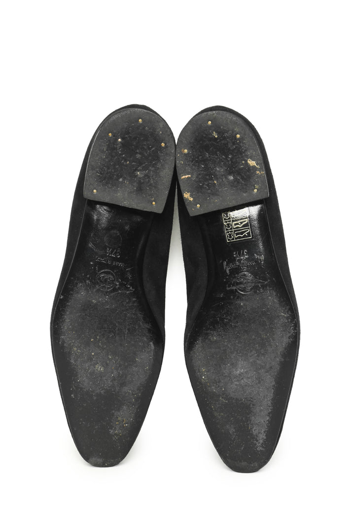 Chanel Size 37.5 CC Tie Suede Pumps