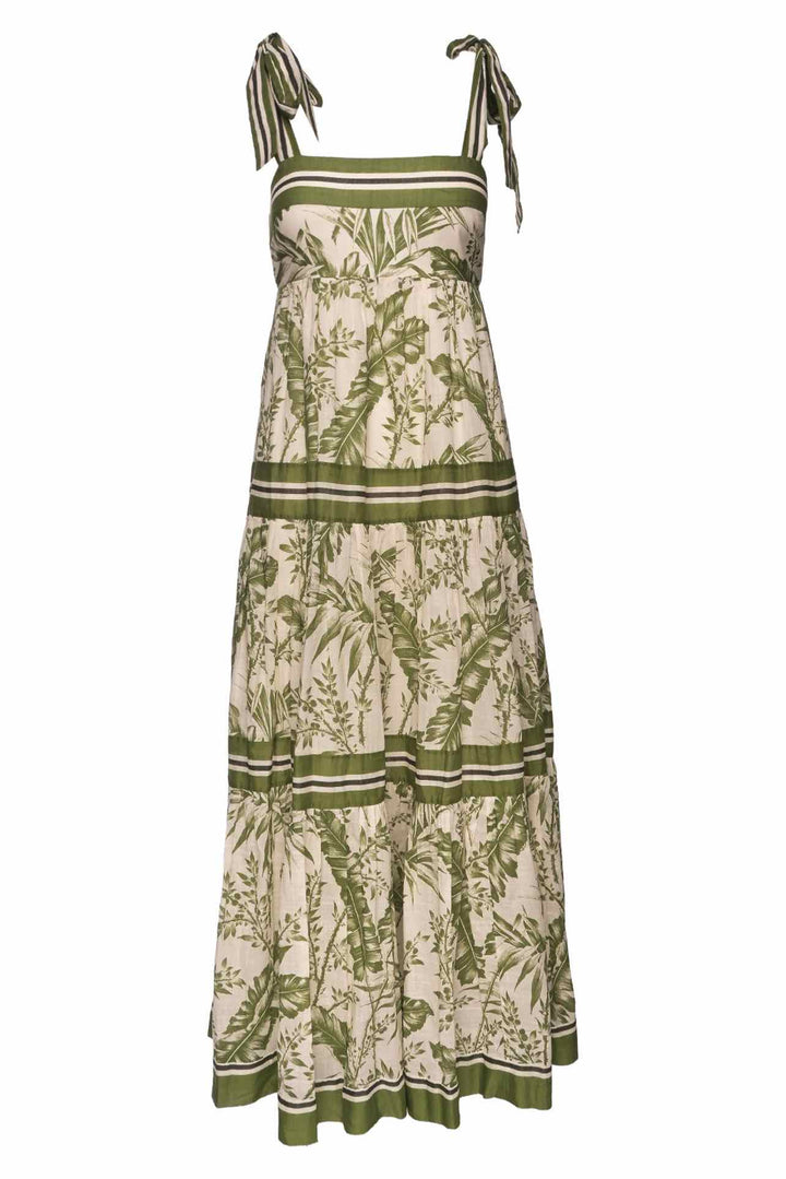 Zimmermann Size 2 Empire Cotton Tie-Shoulder Midi Dress