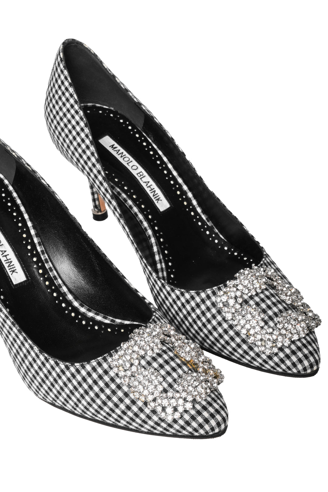 Manolo Blahnik Size 37.5 Hangisi Gingham Pumps