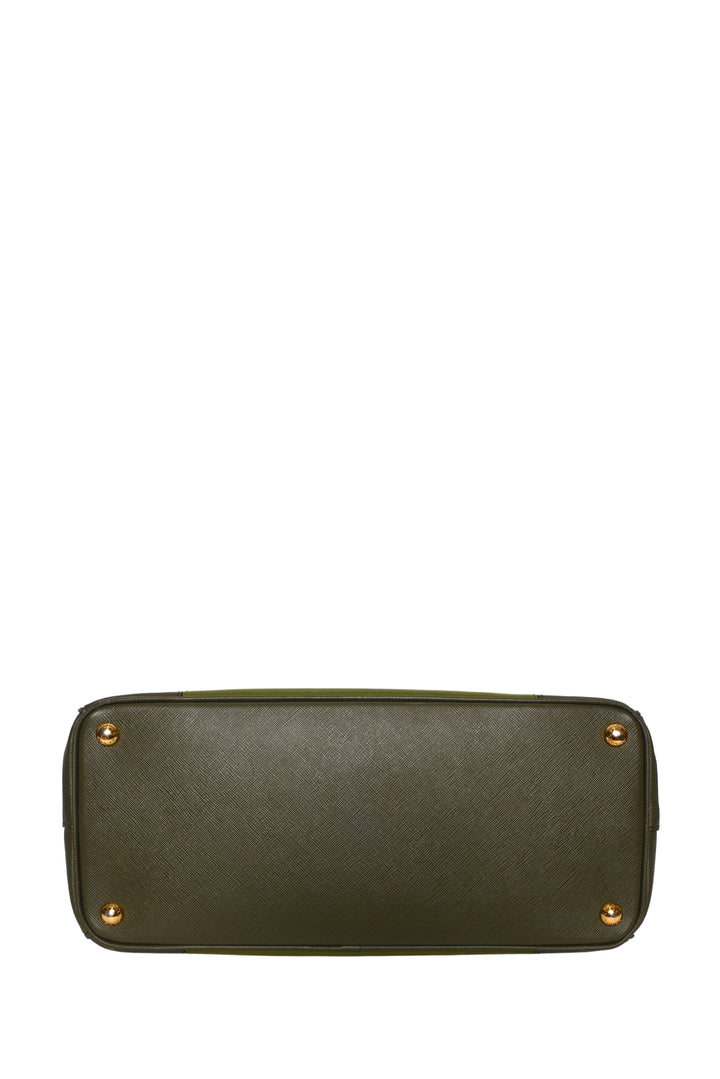 Prada Two Tone Double Zip Lux Saffiano Medium Tote