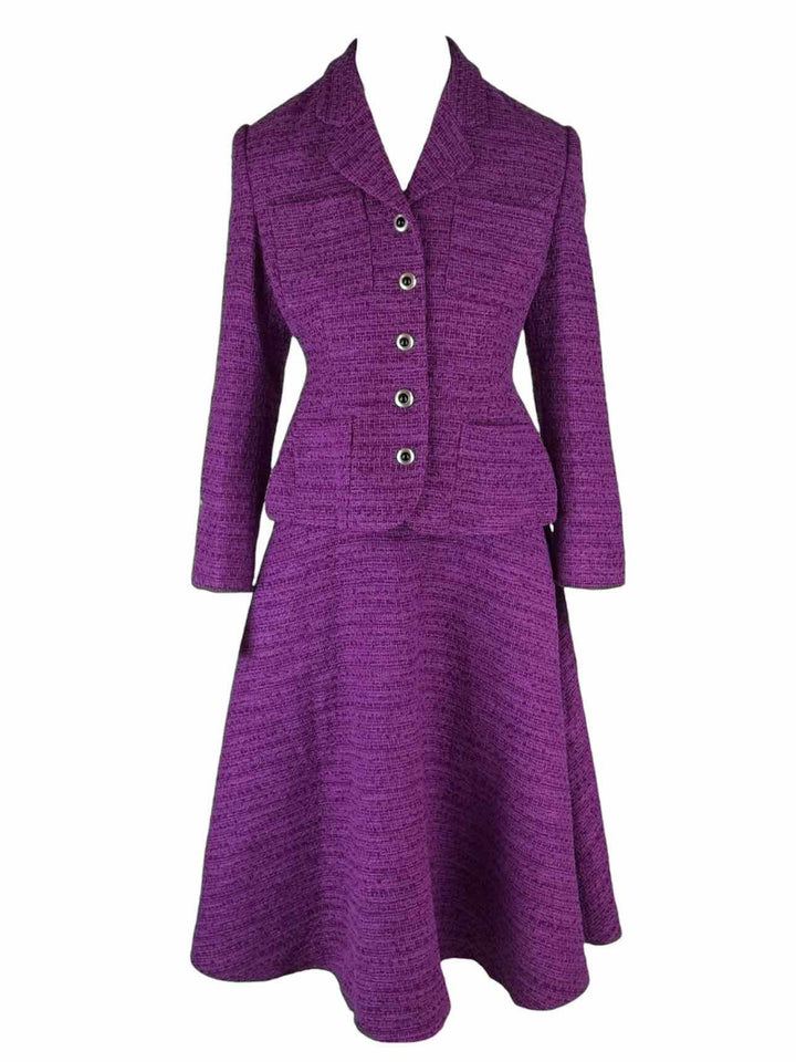 Joosooloo Size XL Tweed Jacket & Tweed Midi Skirt Set