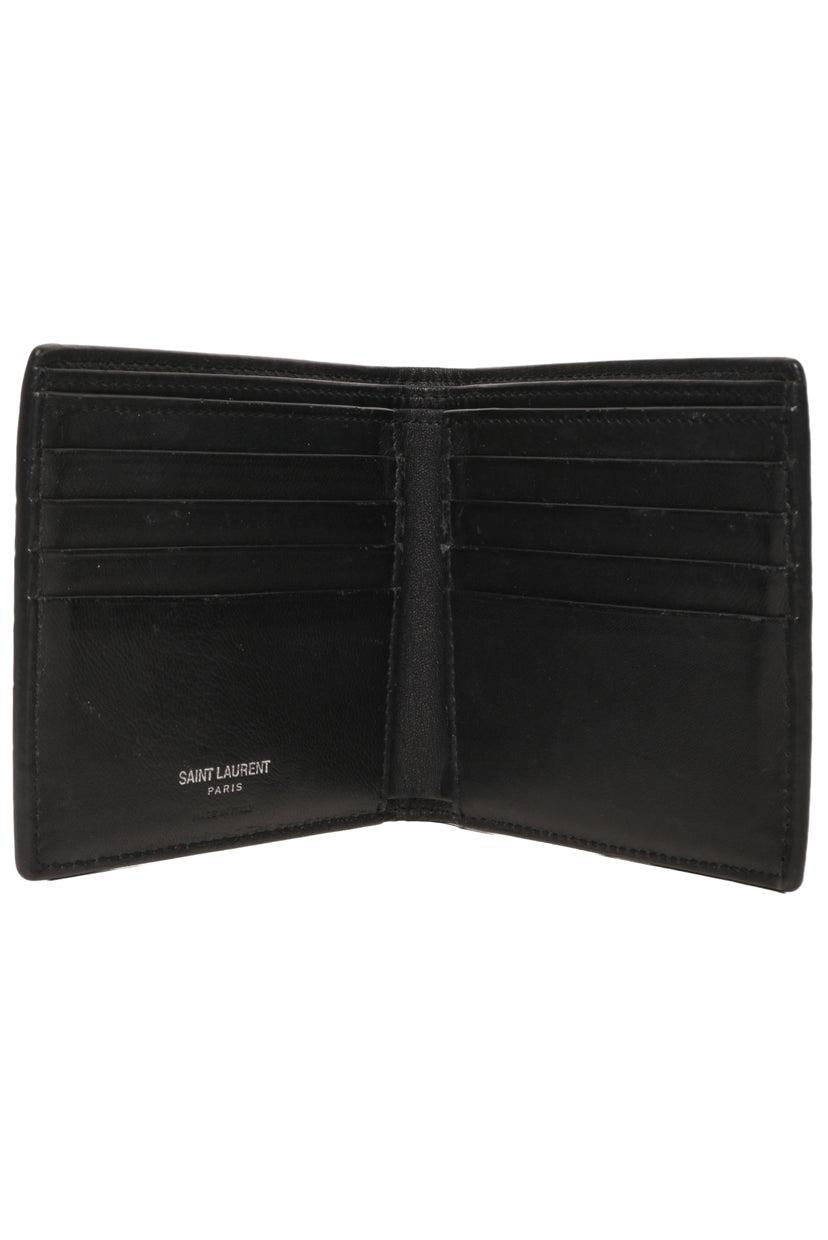 Saint Laurent Croc Embossed Bi-fold Wallet
