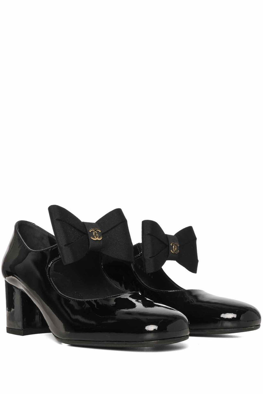 Chanel Size 36 Patent Calfskin Bow Mary Jane Pumps