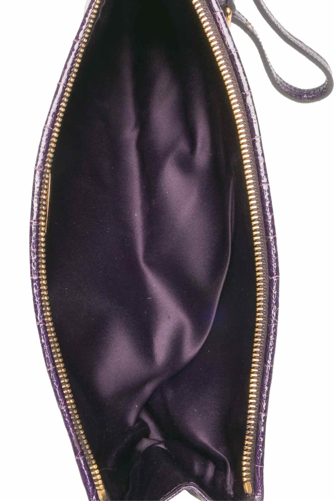 Miu Miu Croc Embossed Patent Leather Zip Wristlet Clutch