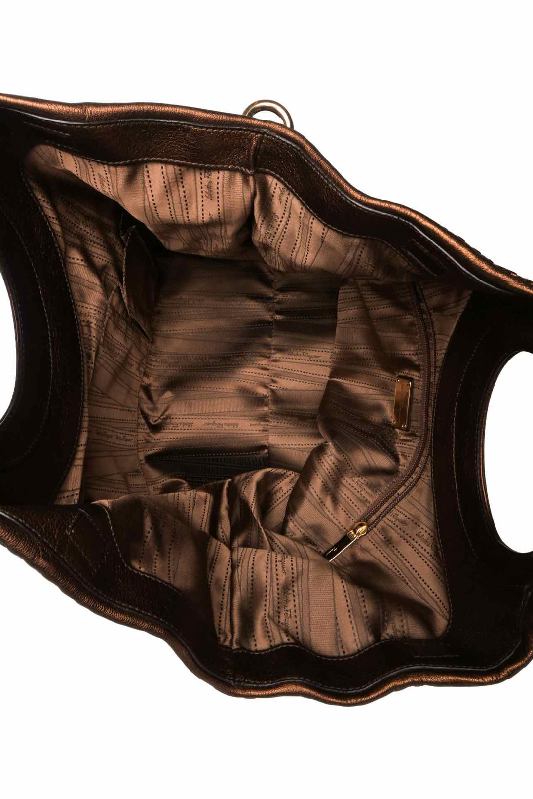 Ferragamo Gancini Metallic Top Handle Tote