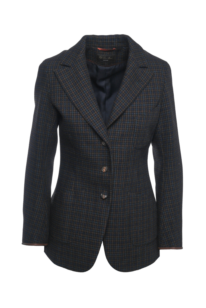 Loro Piana Size 42 Check Tweed Wool 3 Button Blazer
