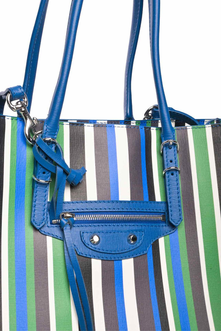 Balenciaga 2017 Striped Papier B4 Zip Around Tote